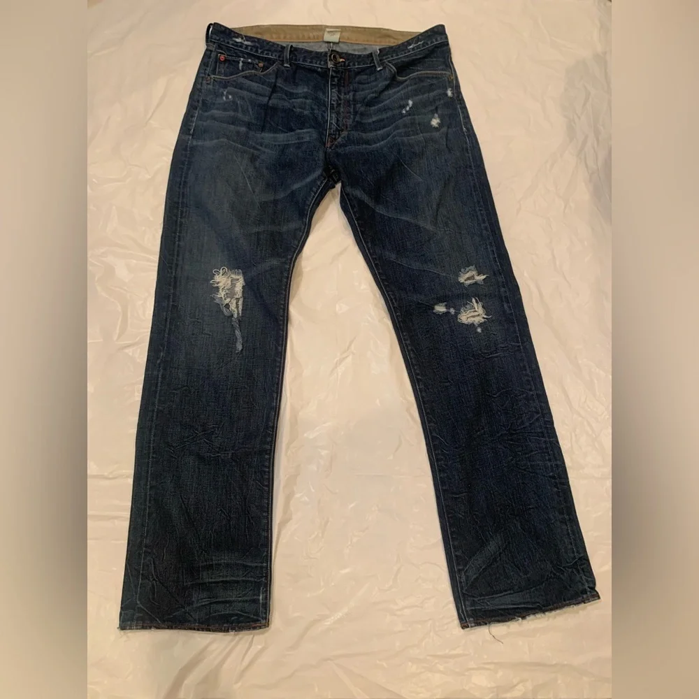 Banana Republic Straight Med Wash Men's Destroyed Jeans Size 40x36